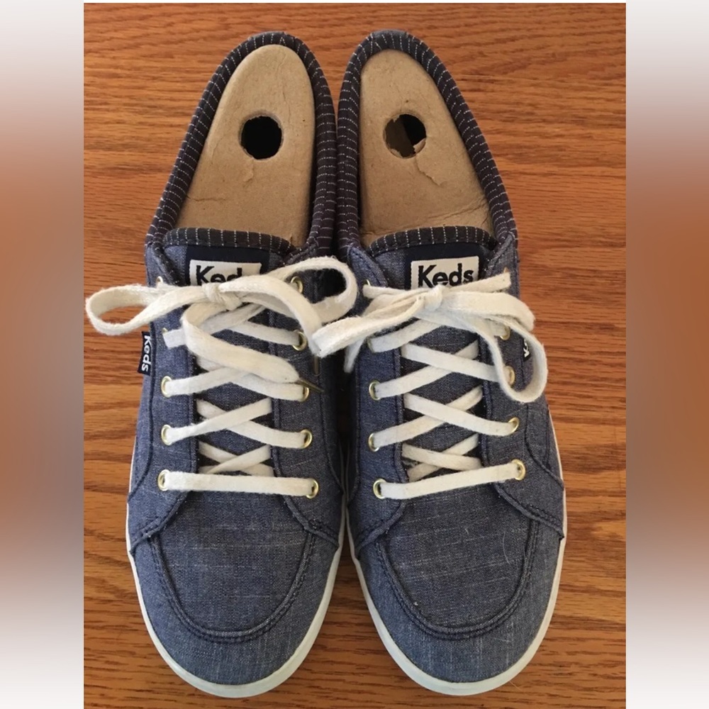 Keds Womens Size 7.5 Center Chambray Blue Stripe Sneakers